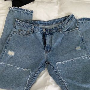 CHEAP MONDAY distressed patchwork denim